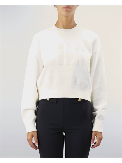 Viscose cropped sweatshirt with logo embroidery Elisabetta Franchi ELISABETTA FRANCHI | Sweater | MK76Q46E2360